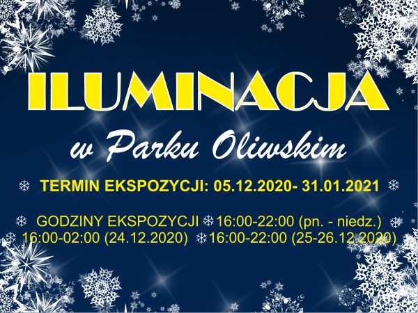 Świąteczne iluminacje w Parku Oliwskim